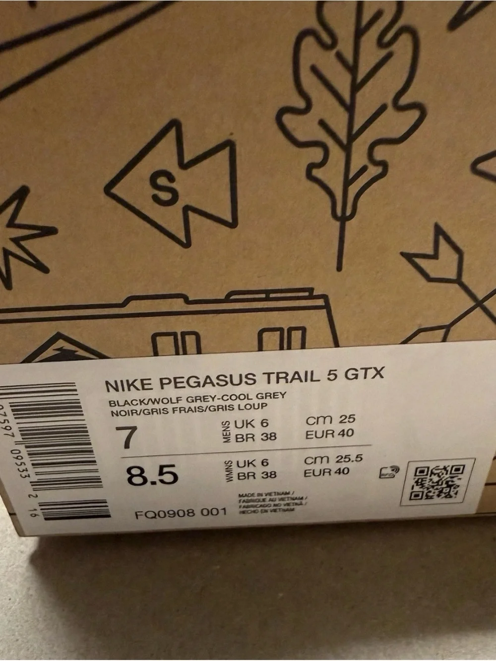 Nike Pegasus Trail 5 GORE-TEX Black Anthracite Mens size 7 Shoes NEW!